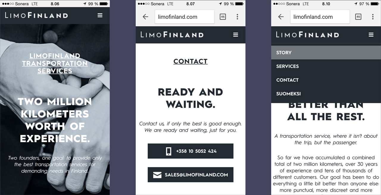 LimoFinland mobile web